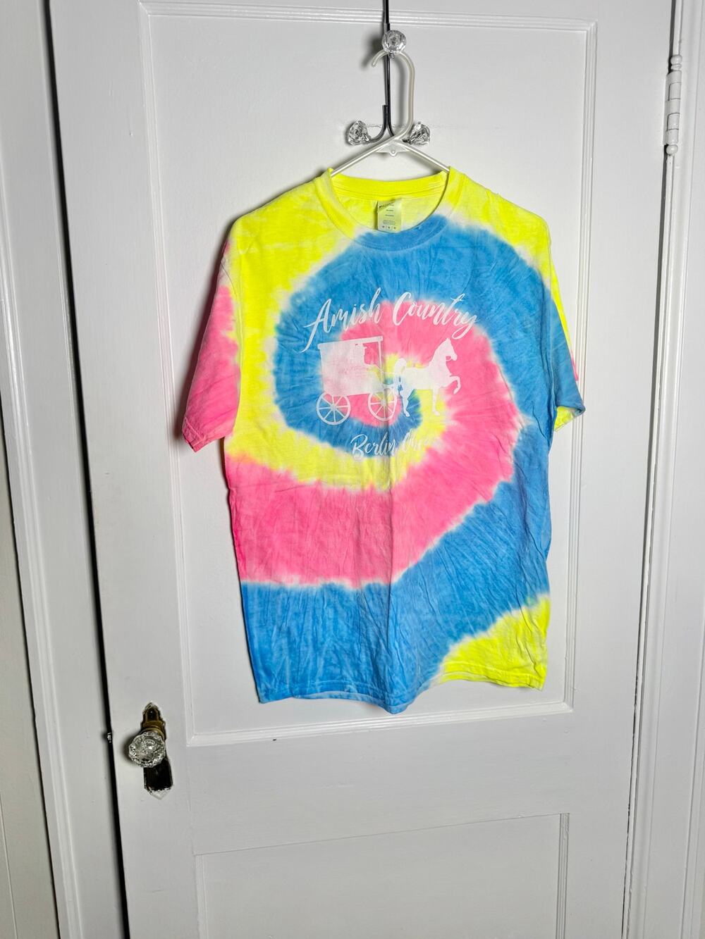 Amish Country Berlin Ohio Tie Dye T Shirt M Horse Buggy Graphic Souvenir Tee